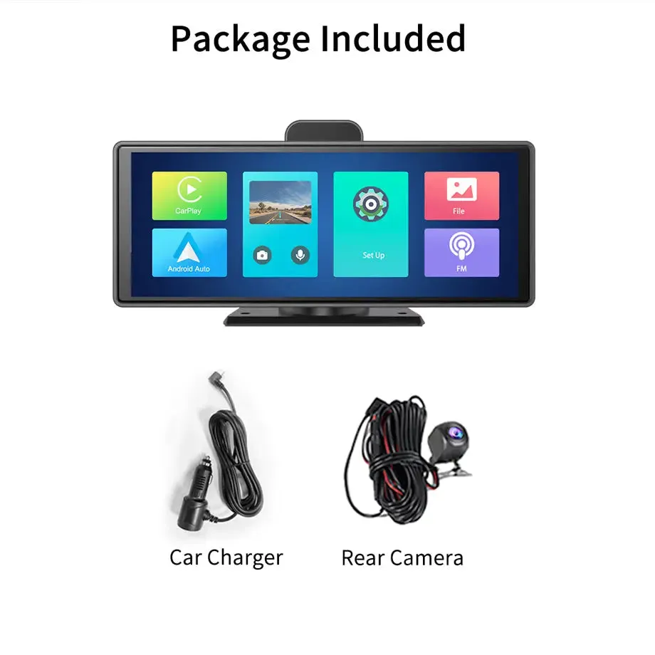 Roadstar - 10.26 Inch 2-Way DVR Camera Screen With Apple Carplay & Android Auto