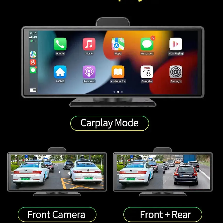 Roadstar - 10.26 Inch 2-Way DVR Camera Screen With Apple Carplay & Android Auto