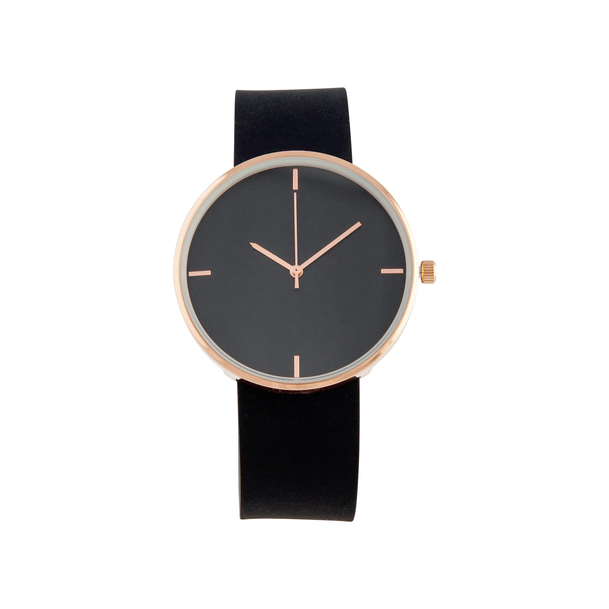 Rose Gold Silicone Strap Blank Face Watch