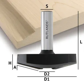 Router Bit - Raised Panel - Bevel - D1=64mm D2=20mm H=16mm A=15° L=61mm S=1/2"