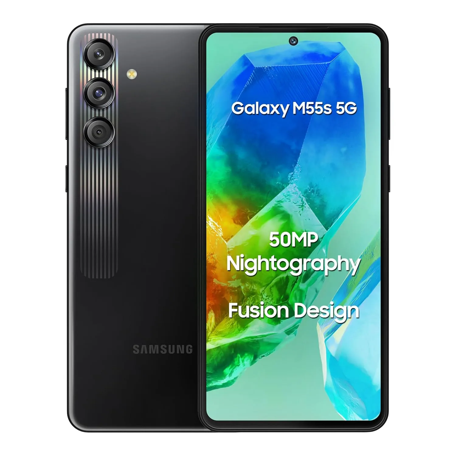 Samsung Galaxy M55s 5G (Thunder Black,8GB RAM,128GB Storage) | 50MP Triple Cam| 5000mAh Battery| Snapdragon 7 Gen 1 | 4 Gen. OS Upgrade & 5 Year Security Update| Super AMOLED  Display| Without Charger