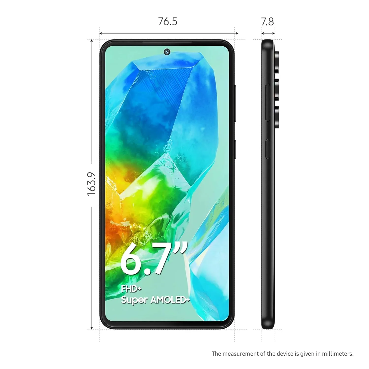 Samsung Galaxy M55s 5G (Thunder Black,8GB RAM,128GB Storage) | 50MP Triple Cam| 5000mAh Battery| Snapdragon 7 Gen 1 | 4 Gen. OS Upgrade & 5 Year Security Update| Super AMOLED  Display| Without Charger