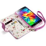 Samsung Galaxy S5 Wallet Case - Floral Pink