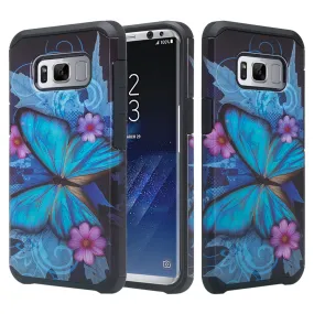 Samsung Galaxy S8 Plus Case, SM-G955 Case, Slim Hybrid Dual Layer[Shock Resistant] Protective Case Cover - Blue Butterfly