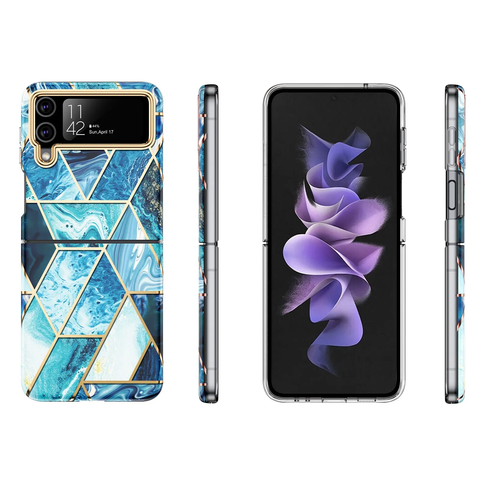 Samsung Galaxy Z Flip 3 Case | Slim Marble Shockproof Bumper Stylish Phone Cover |  Blue