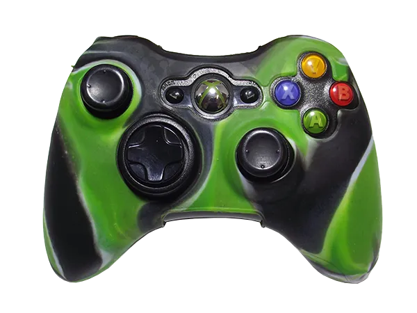 Silicone Cover For XBOX 360 Controller Skin Case Black/Green Swirls