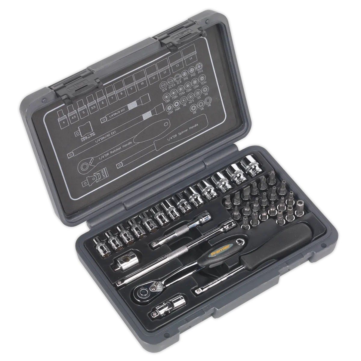 Socket Set 40pc 1/4"Sq Drive 6pt WallDrive¨ Metric