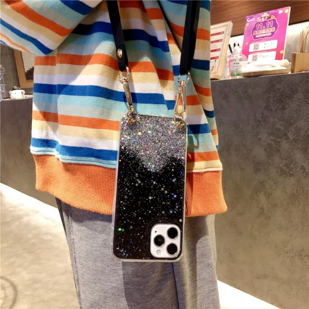 Sparkly Protective Case for iPhone with Strap