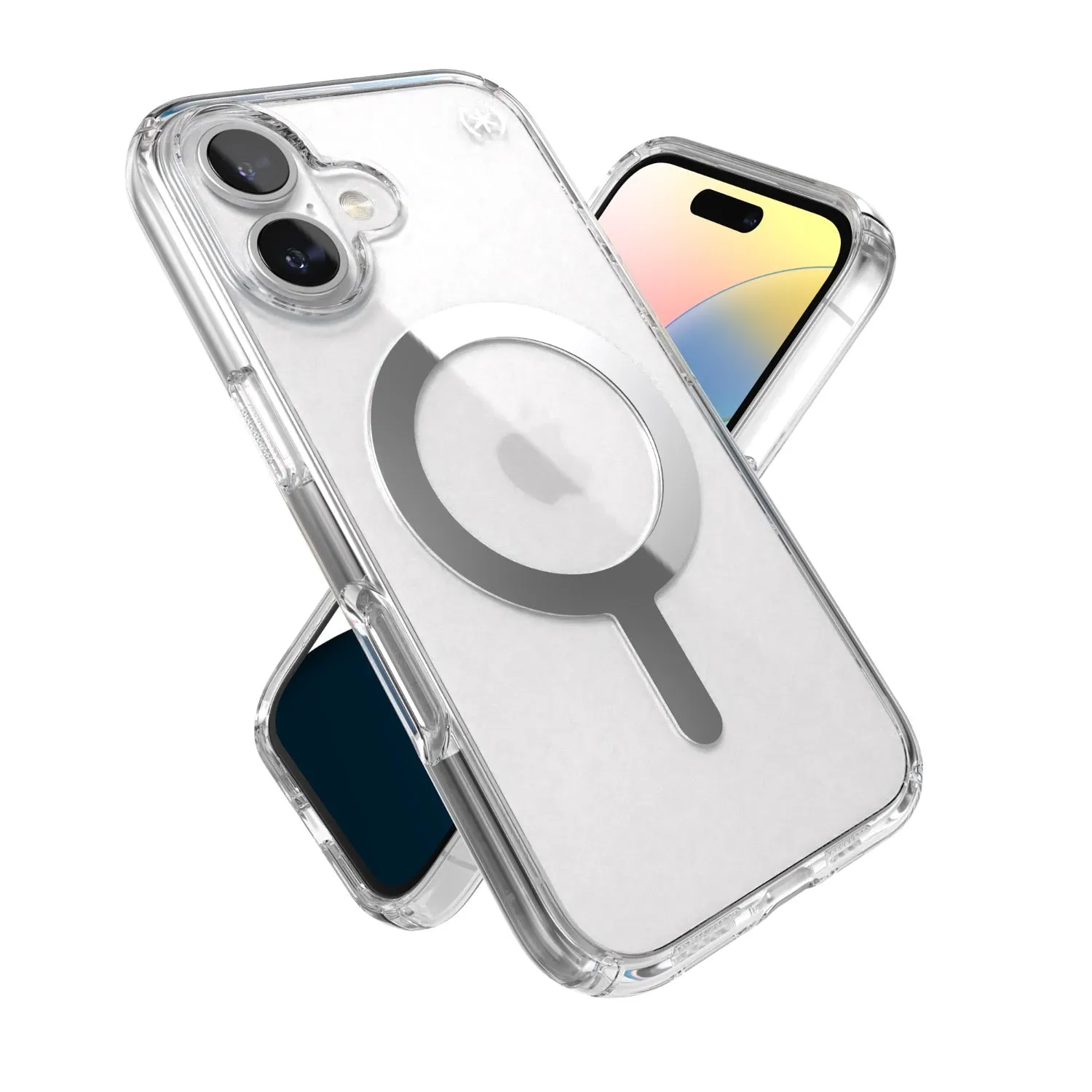 Speck Presidio Perfect Clear MagSafe Case - Apple iPhone 16 - Clear & Chrome (SPK150757-3240)