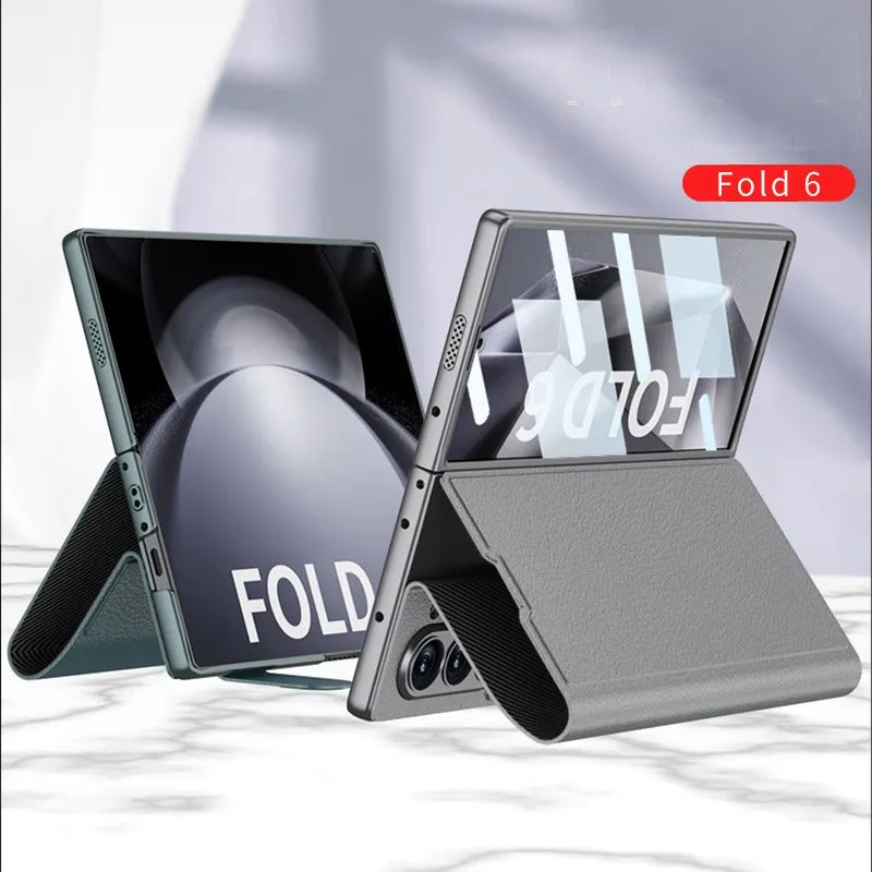 Stylish Flip Leather Phone Case with Stand and Screen Protector For Samsung Galaxy Z Fold 6