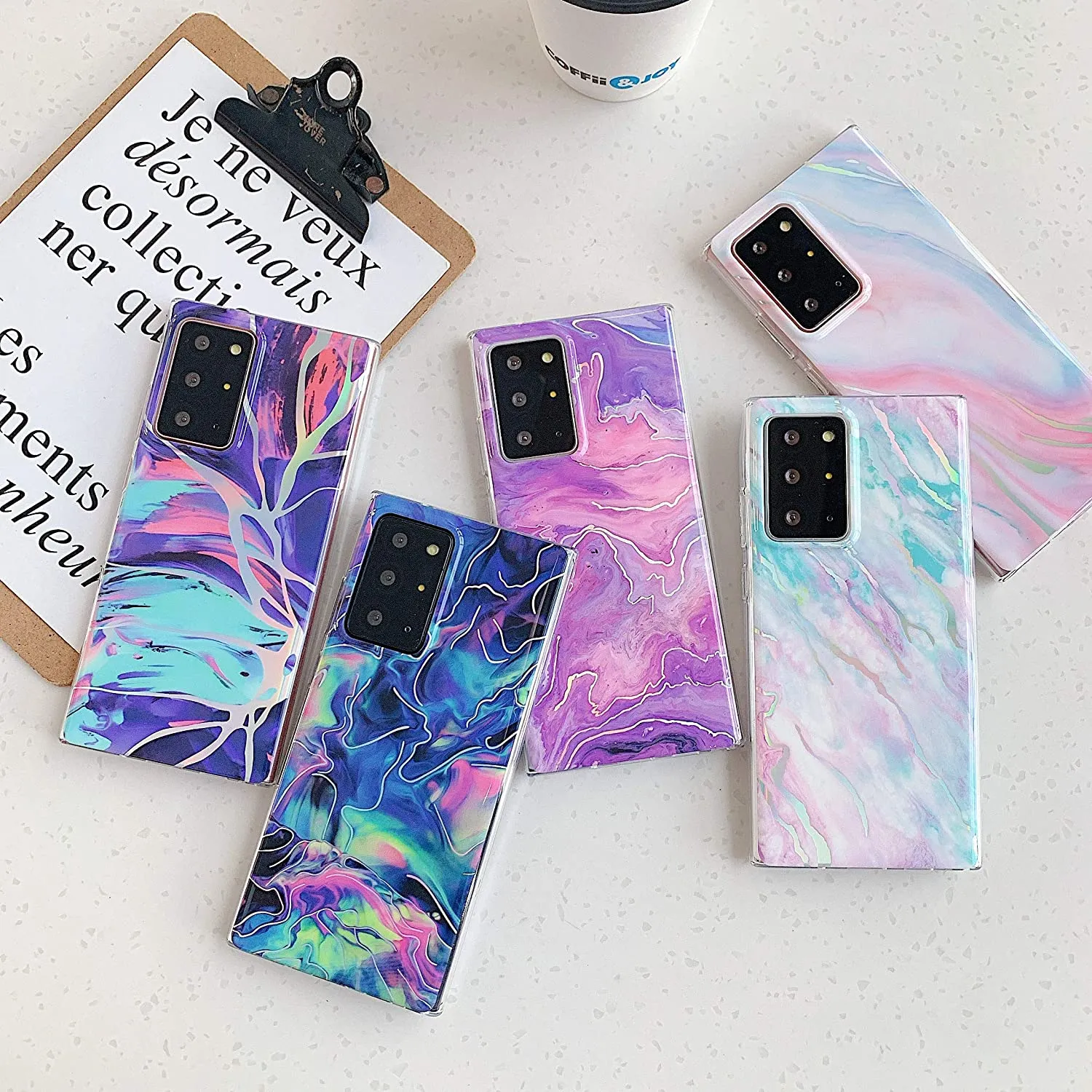 Sunswim Galaxy Note 20 Ultra Case 5G 6.9"Marble Phone Case - Blue