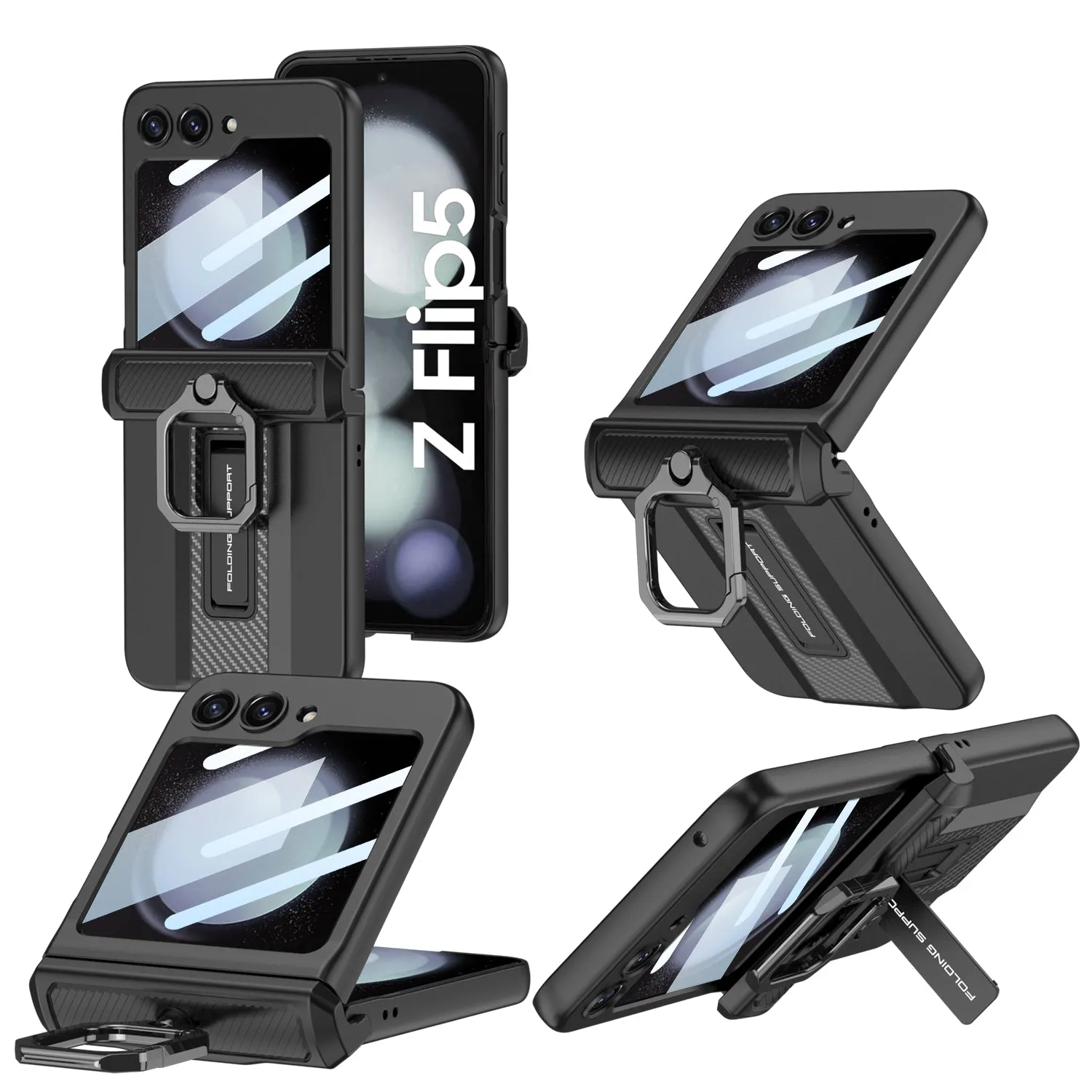 Supercar Flip Case with Magnetic Hinge Stand and Hard Shell for Samsung Galaxy Z Flip5