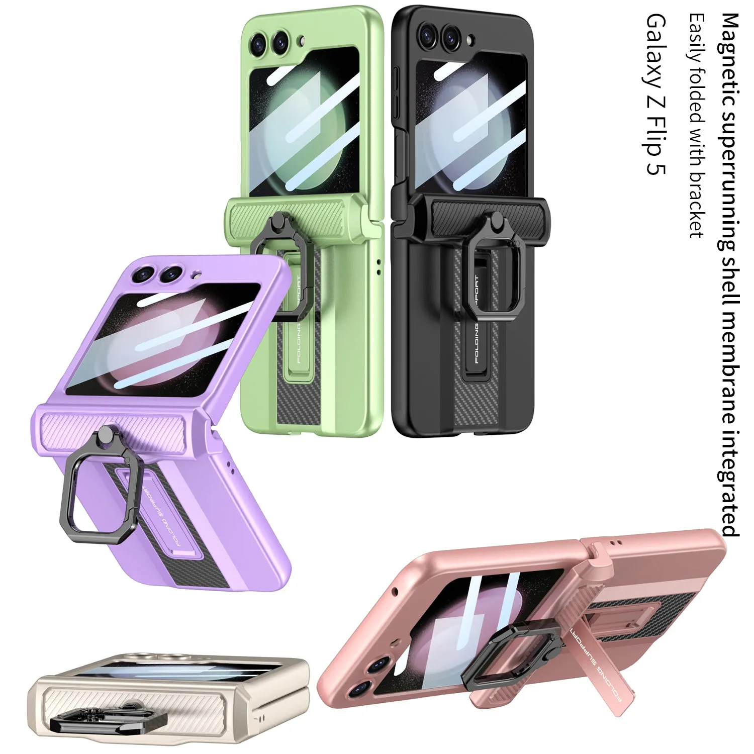 Supercar Flip Case with Magnetic Hinge Stand and Hard Shell for Samsung Galaxy Z Flip5