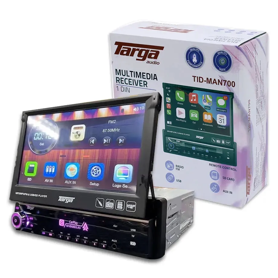 Targa TID-MAN700 7 Inch Multimedia Manual In-Dash System With Apple Carplay & Android Auto