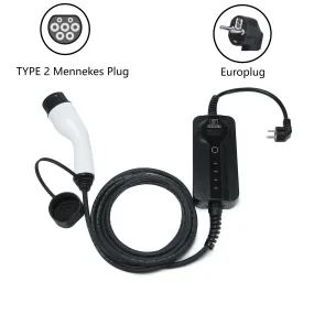 TESERY Portable Type 2 Mennekes EV Charger Europlug|32ft