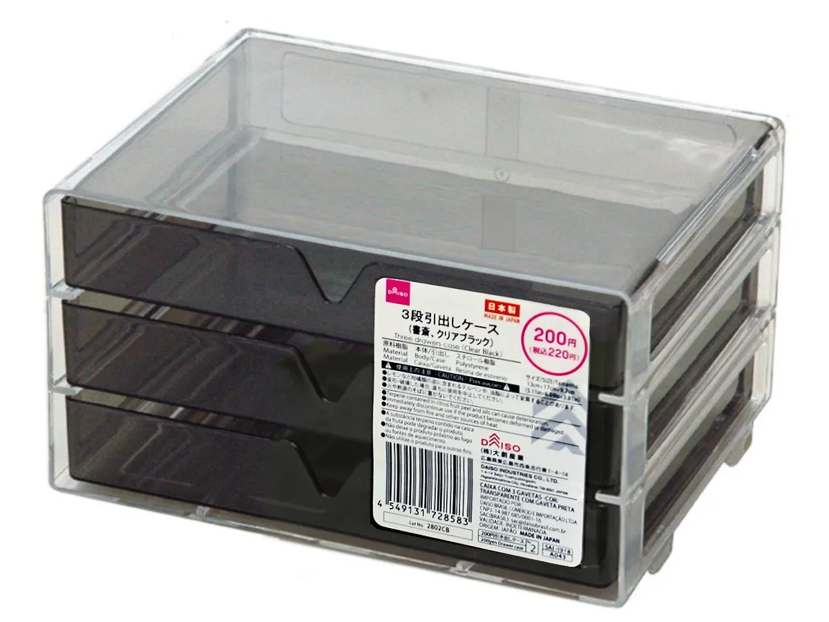 Three Drawers Case Clear Black