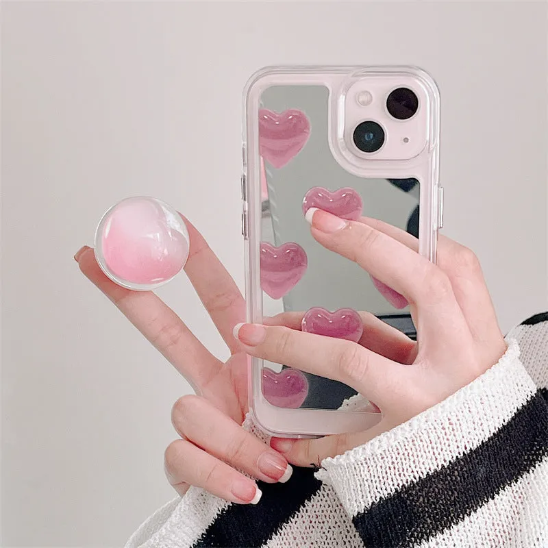 Toleet Pink Heart Mirror Phone Case