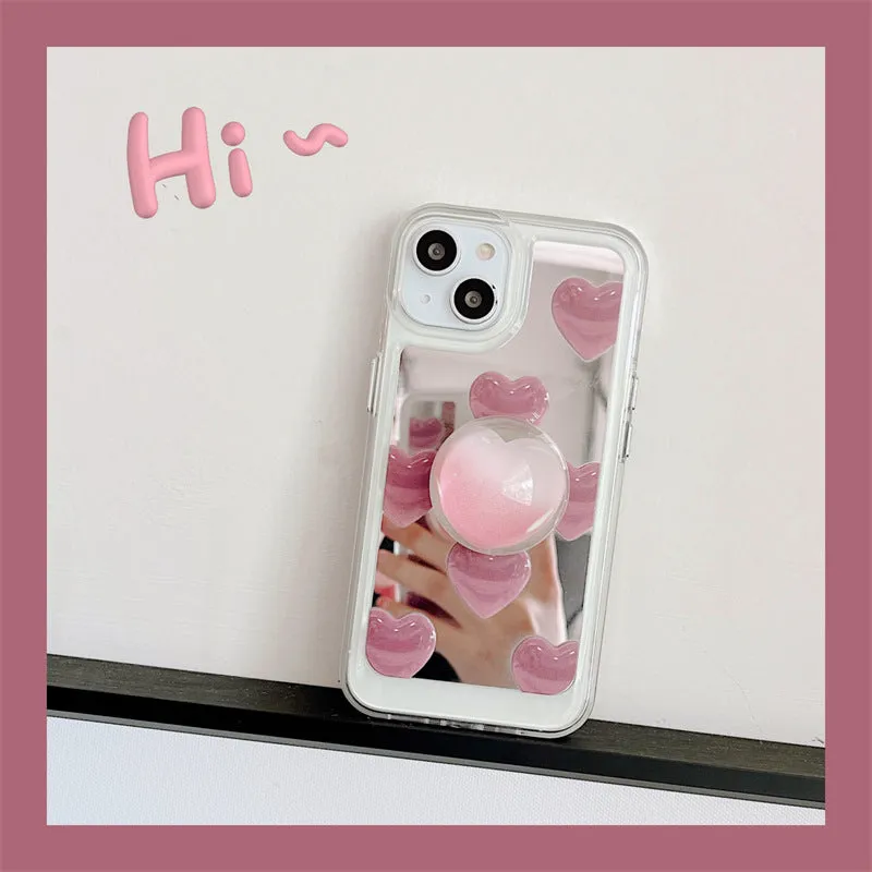 Toleet Pink Heart Mirror Phone Case