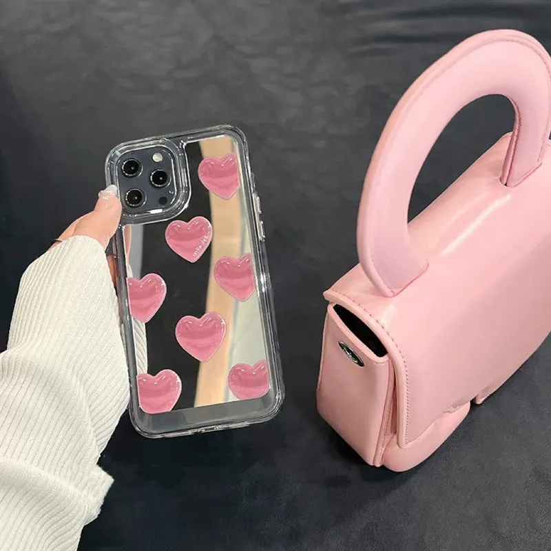 Toleet Pink Heart Mirror Phone Case