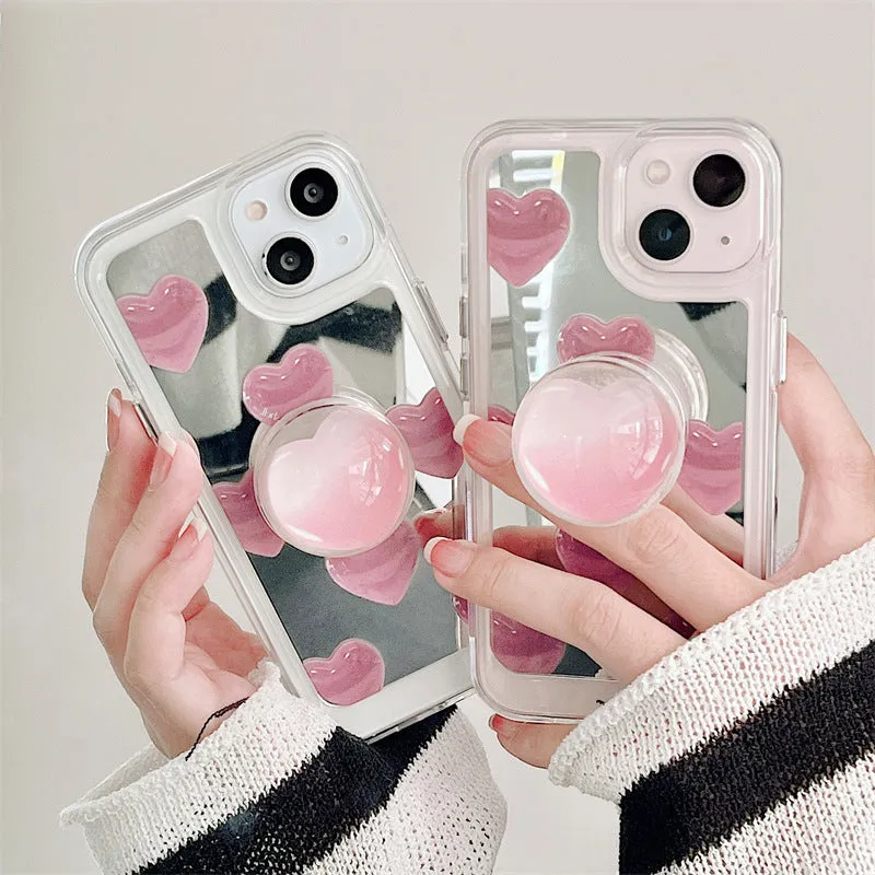 Toleet Pink Heart Mirror Phone Case