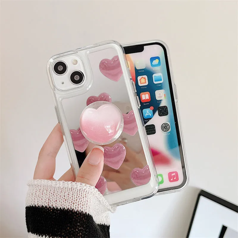 Toleet Pink Heart Mirror Phone Case