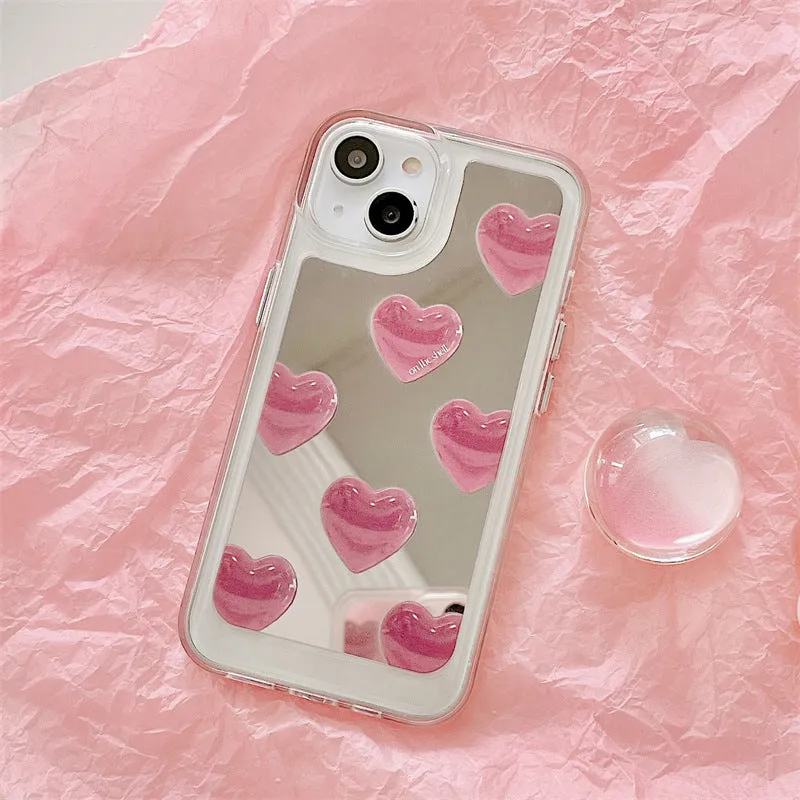 Toleet Pink Heart Mirror Phone Case