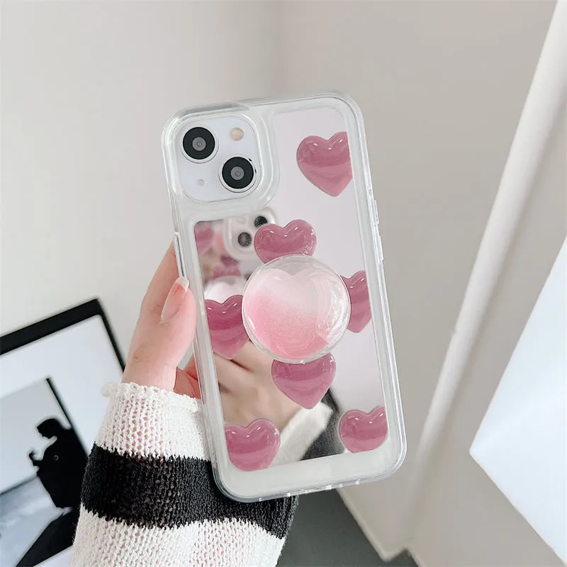 Toleet Pink Heart Mirror Phone Case