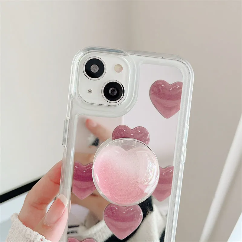 Toleet Pink Heart Mirror Phone Case