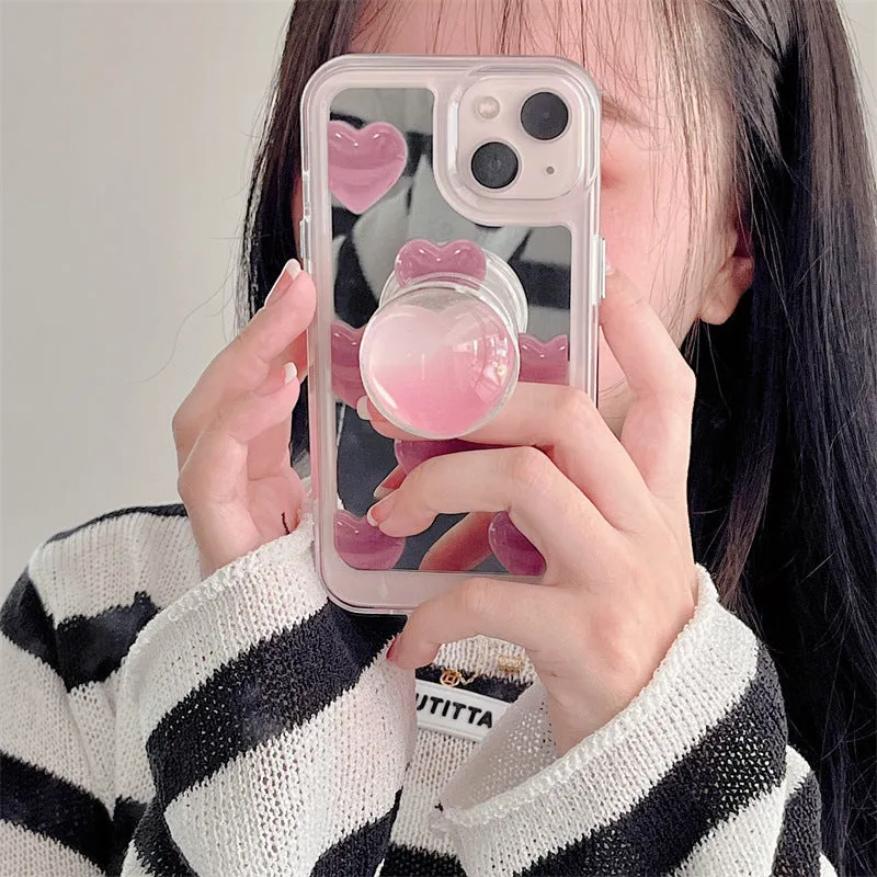 Toleet Pink Heart Mirror Phone Case