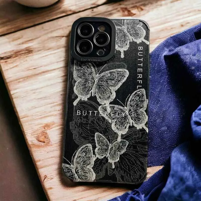 TSP34 Cute Phone Cases for iPhone 15, 14, 13, 12, 11 Pro Max, X, XS Max, XR, 7, or 8 Plus - Butterfly Leather Cover