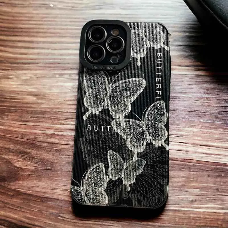 TSP34 Cute Phone Cases for iPhone 15, 14, 13, 12, 11 Pro Max, X, XS Max, XR, 7, or 8 Plus - Butterfly Leather Cover