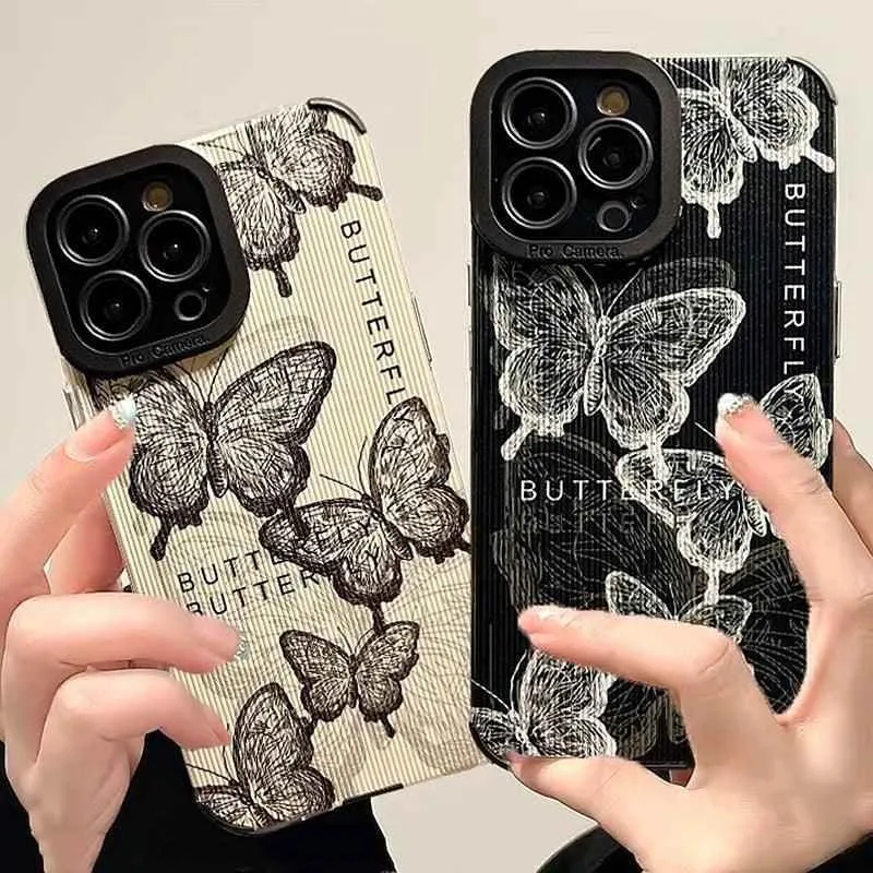 TSP34 Cute Phone Cases for iPhone 15, 14, 13, 12, 11 Pro Max, X, XS Max, XR, 7, or 8 Plus - Butterfly Leather Cover