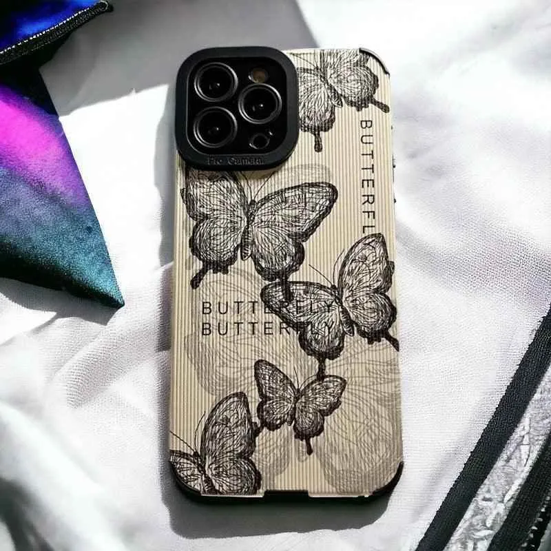 TSP34 Cute Phone Cases for iPhone 15, 14, 13, 12, 11 Pro Max, X, XS Max, XR, 7, or 8 Plus - Butterfly Leather Cover