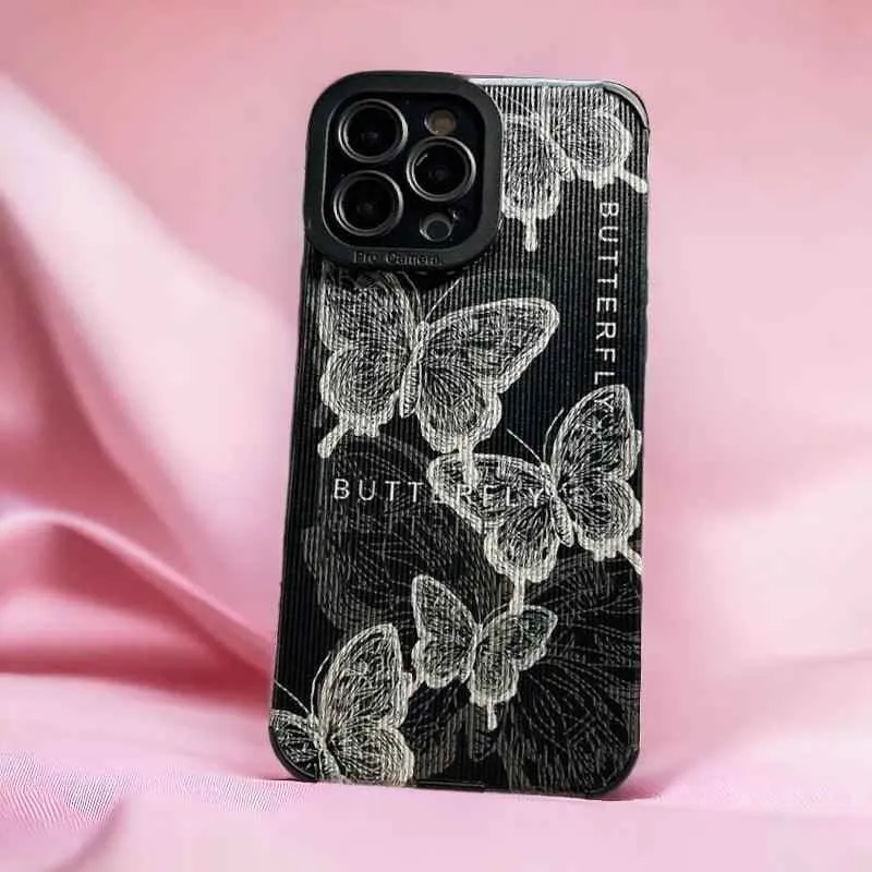 TSP34 Cute Phone Cases for iPhone 15, 14, 13, 12, 11 Pro Max, X, XS Max, XR, 7, or 8 Plus - Butterfly Leather Cover