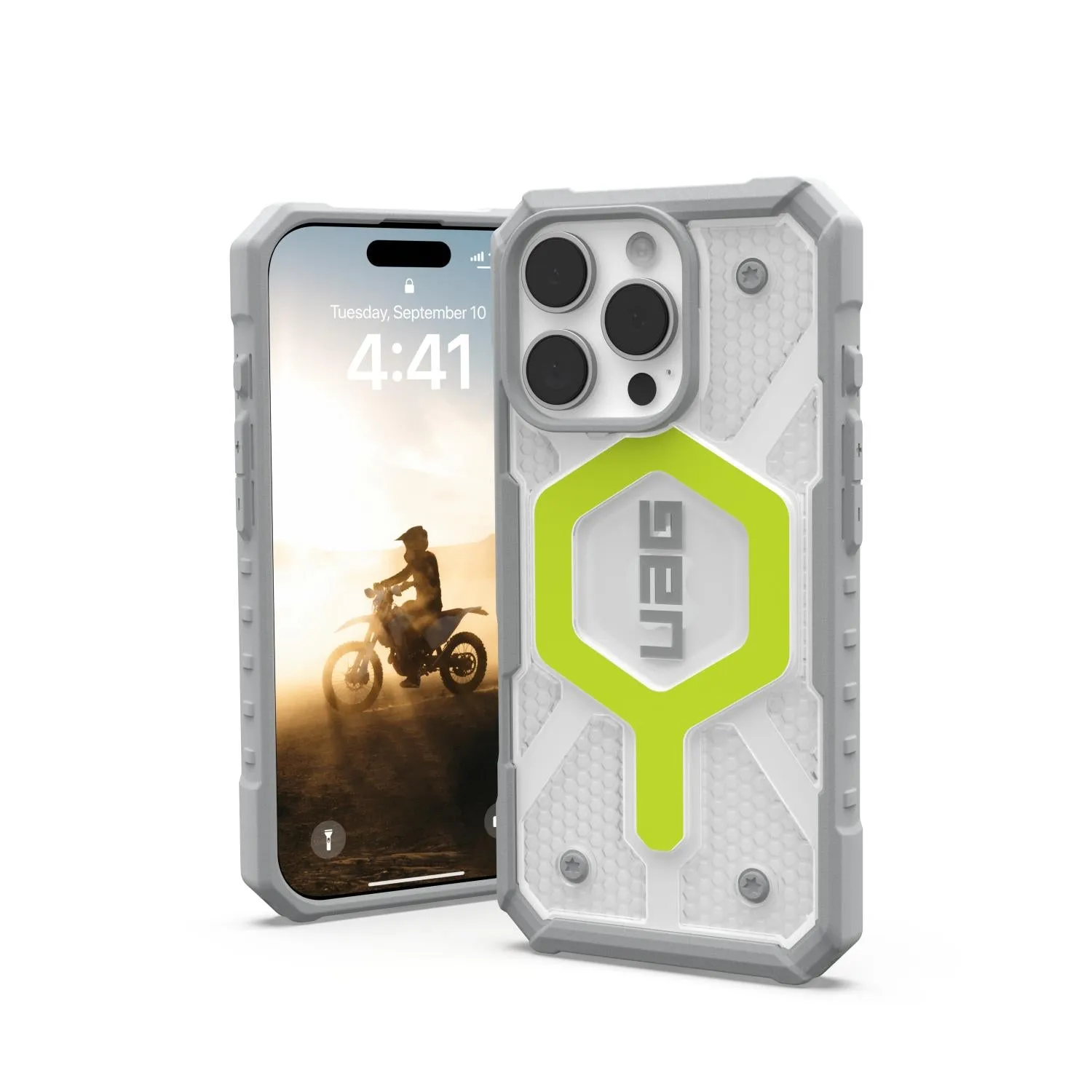 UAG Pathfinder Clear Magsafe Case - Apple iPhone 16 Pro - Neon (UAG-I16PR-PCLMN)