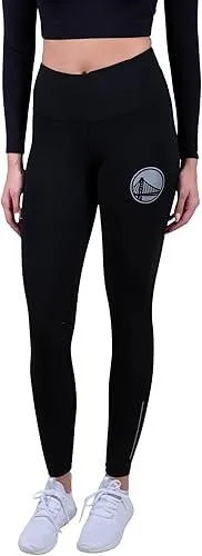 Ultra Game NBA Official Women's Super Soft Lightweight Leggings Fitness Sport Yoga Active Pants, Golden State Warriors, Black|Golden State Warriors