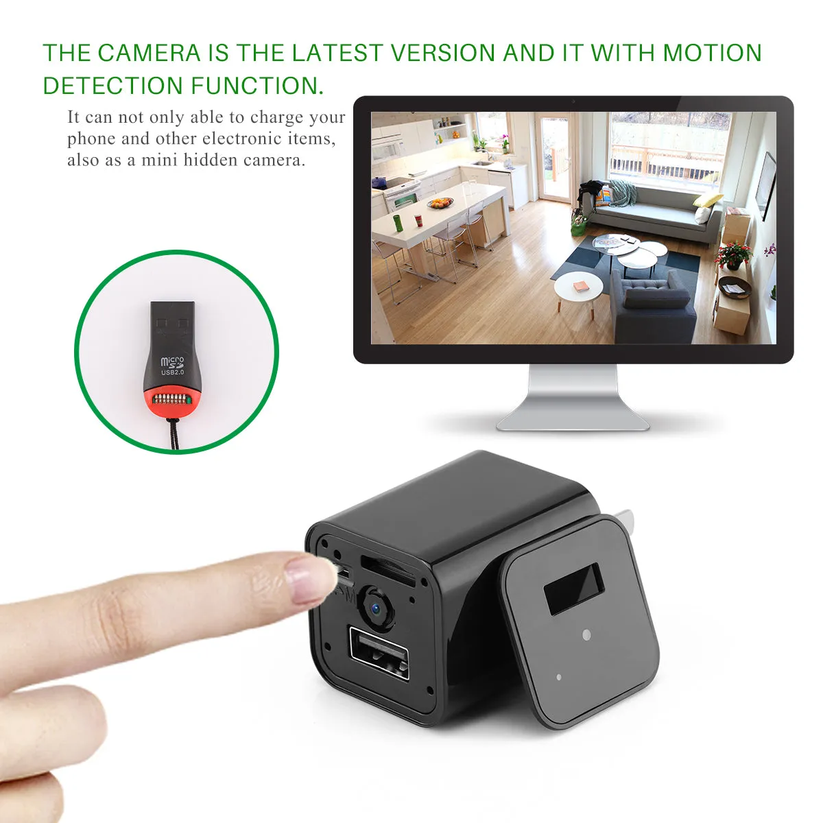 USB Charger and HD 1080p Hidden Spy Camera for Home Security