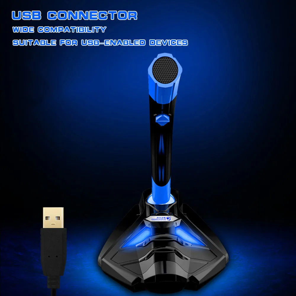 USB Powered Plug and Play Adjustable Desktop Microphone Stand