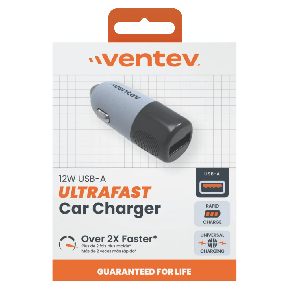 Ventev 12W USB-A Car Charger Gray by Ventev