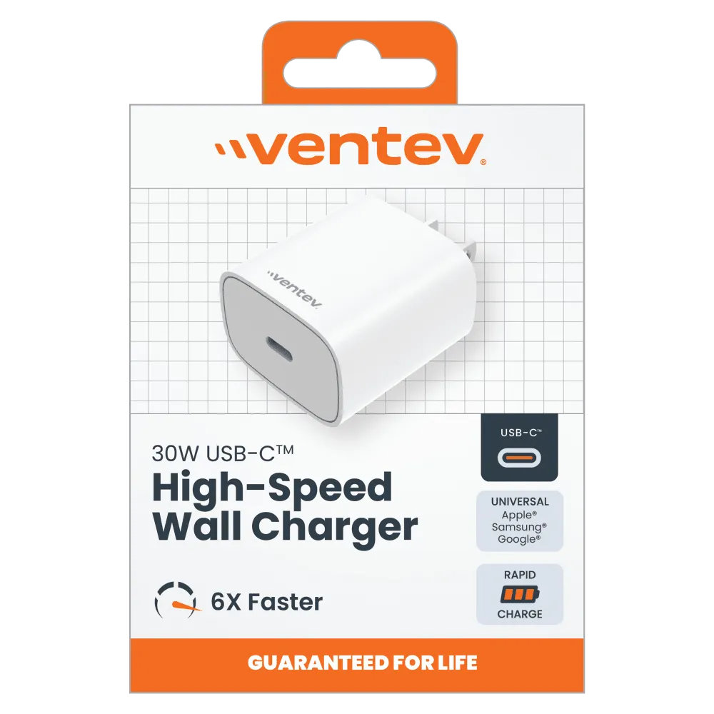 Ventev 30W ULTRAFAST USB C Universal Wall Charger White by Ventev