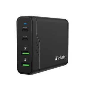 Verbatim 4 Port 100W PD & QC 3.0 USB Charger (AC Power Cord)