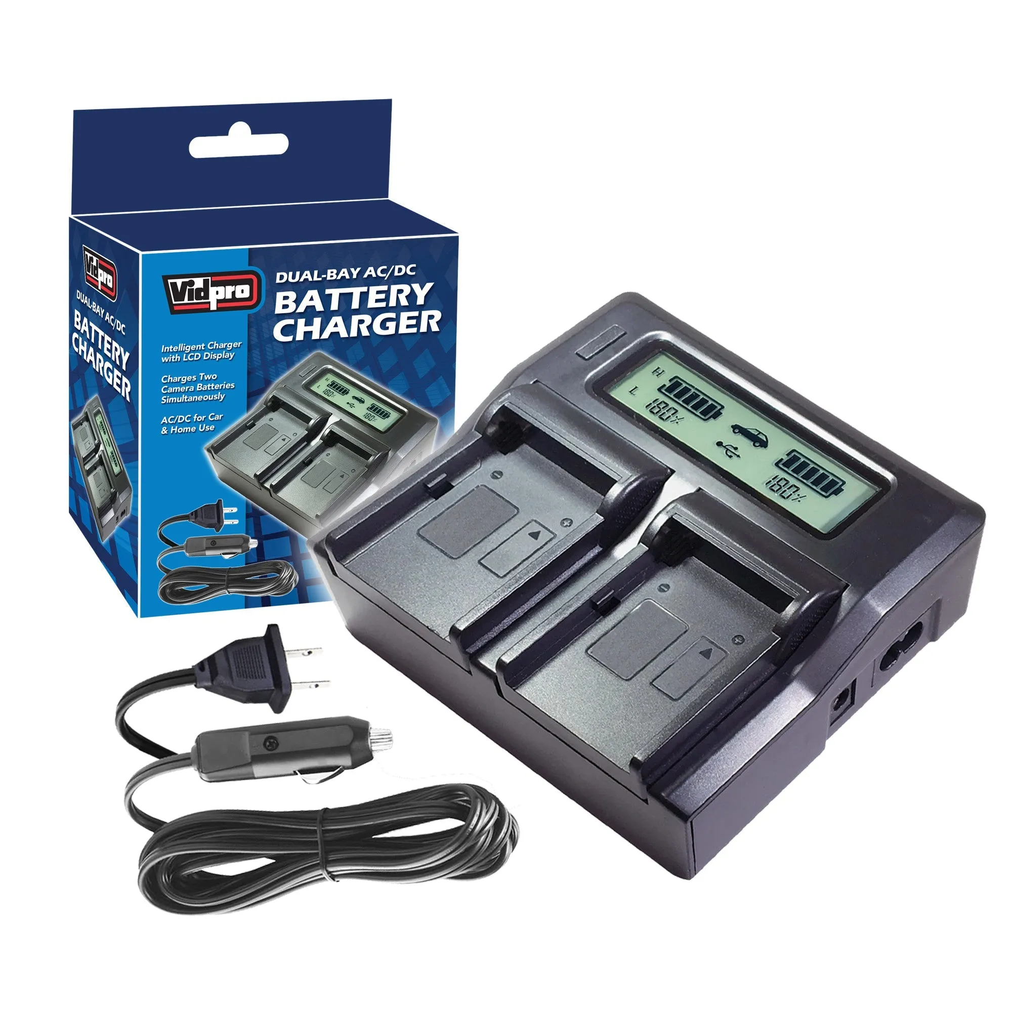 Vidpro DC Professional Series Dual-Bay AC/DC Battery Charger