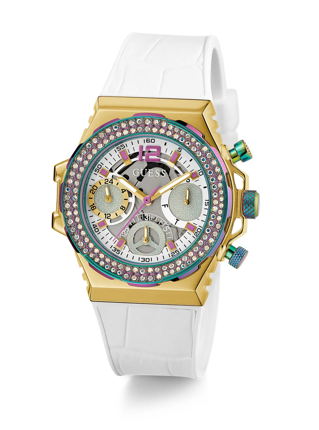 White Iridescent Fusion Silicone Watch