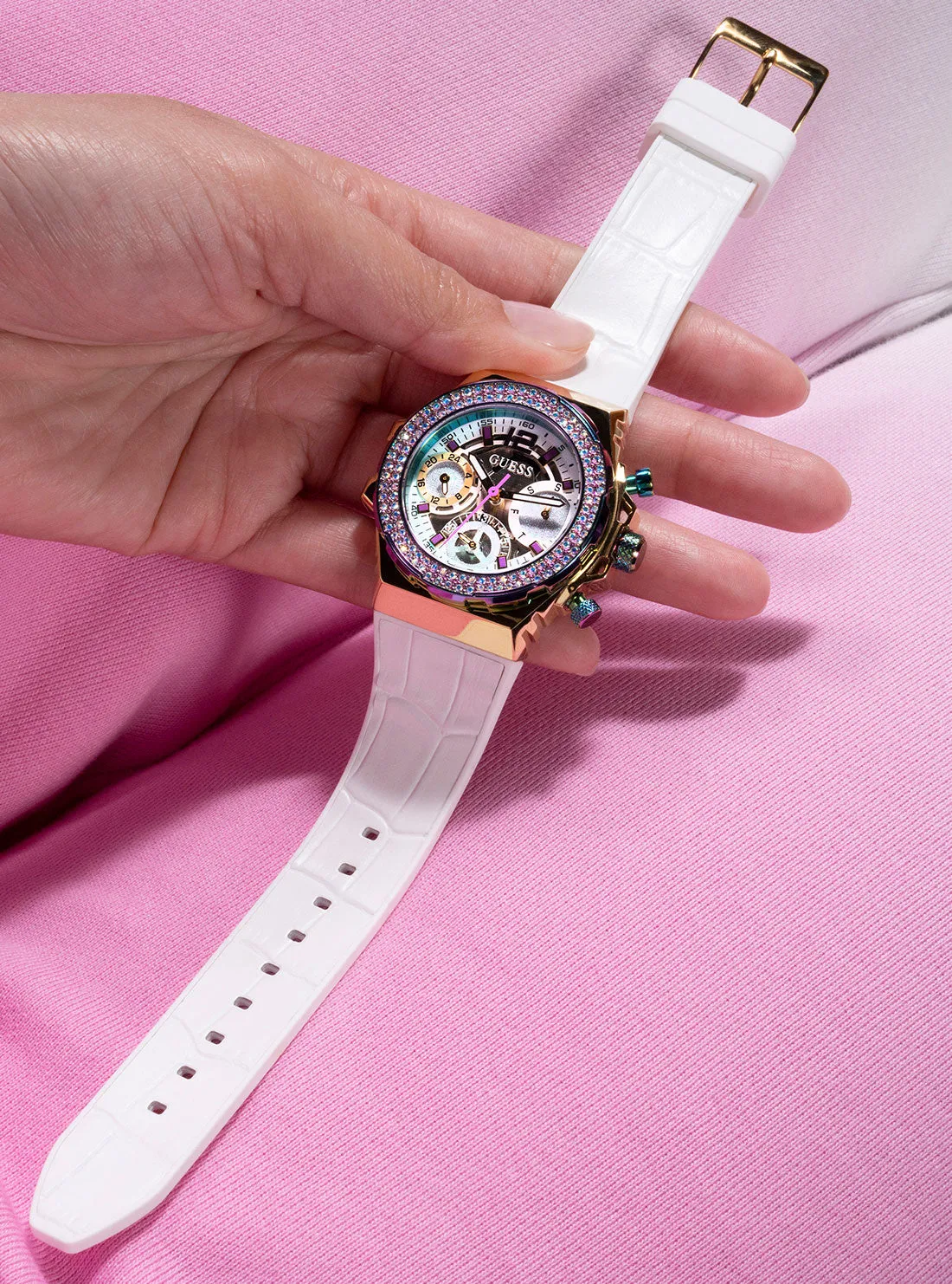 White Iridescent Fusion Silicone Watch