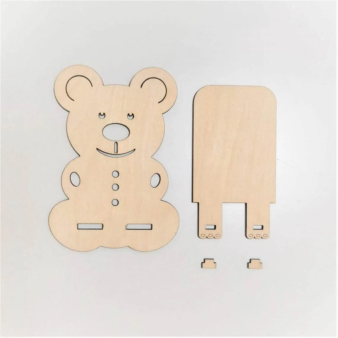 Whittlewud Foldable Bear Wood Cell Phone Holder Stand for Desk - Fun Wooden Phone Stand for Table - Stand for All Mobile Phones, iPhone