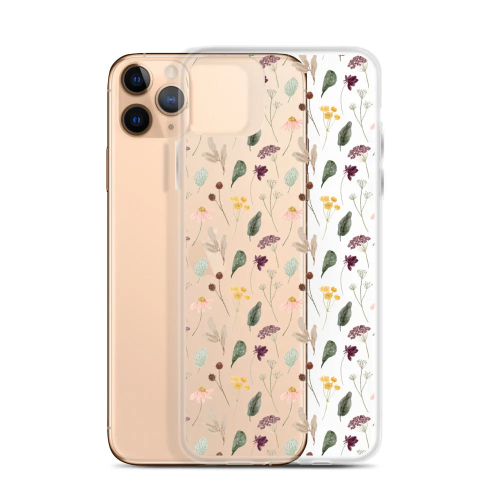 Wild Flowers Clear iPhone 14 13 Pro Max Case, Watercolor Transparent Aesthetic iPhone 12 11 Mini SE 2020 XS Max XR X 7 Plus 8 Cell Phone