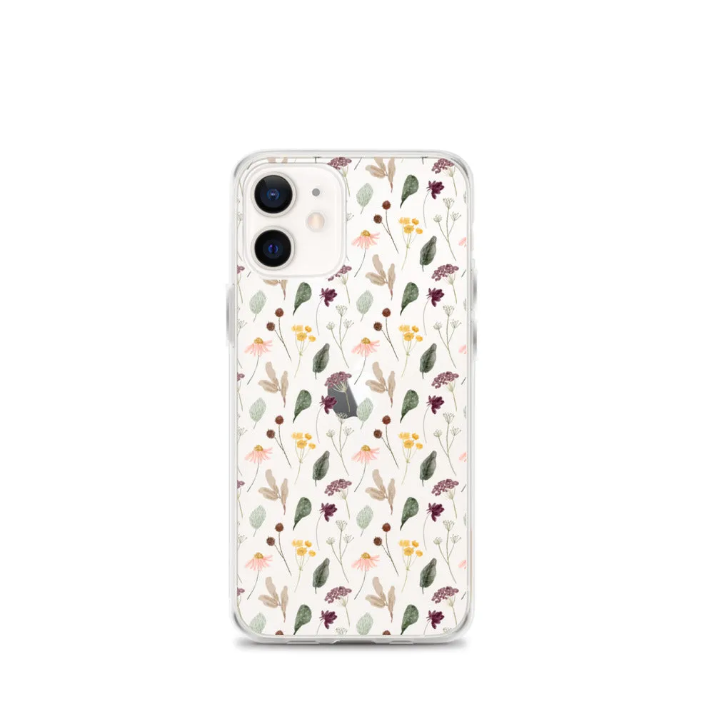 Wild Flowers Clear iPhone 14 13 Pro Max Case, Watercolor Transparent Aesthetic iPhone 12 11 Mini SE 2020 XS Max XR X 7 Plus 8 Cell Phone