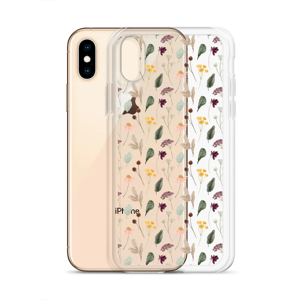 Wild Flowers Clear iPhone 14 13 Pro Max Case, Watercolor Transparent Aesthetic iPhone 12 11 Mini SE 2020 XS Max XR X 7 Plus 8 Cell Phone