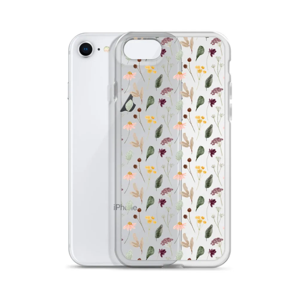 Wild Flowers Clear iPhone 14 13 Pro Max Case, Watercolor Transparent Aesthetic iPhone 12 11 Mini SE 2020 XS Max XR X 7 Plus 8 Cell Phone