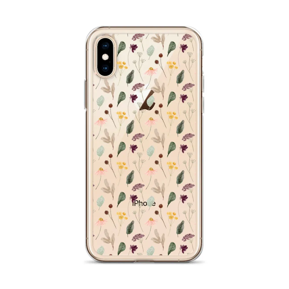 Wild Flowers Clear iPhone 14 13 Pro Max Case, Watercolor Transparent Aesthetic iPhone 12 11 Mini SE 2020 XS Max XR X 7 Plus 8 Cell Phone